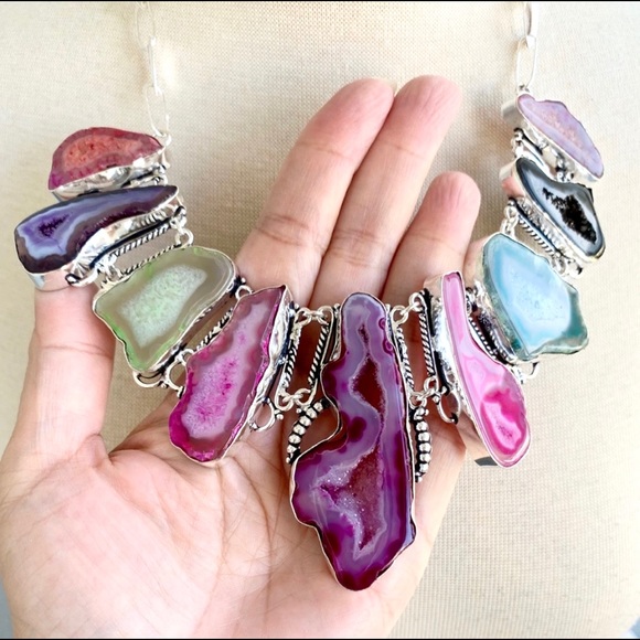 Multi Color Botswana Agate Necklace - Picture 2 of 8